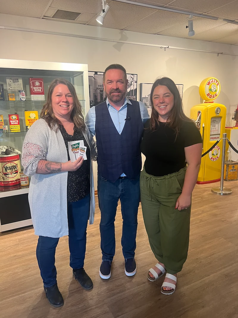 host with 2 guests at cheese museum